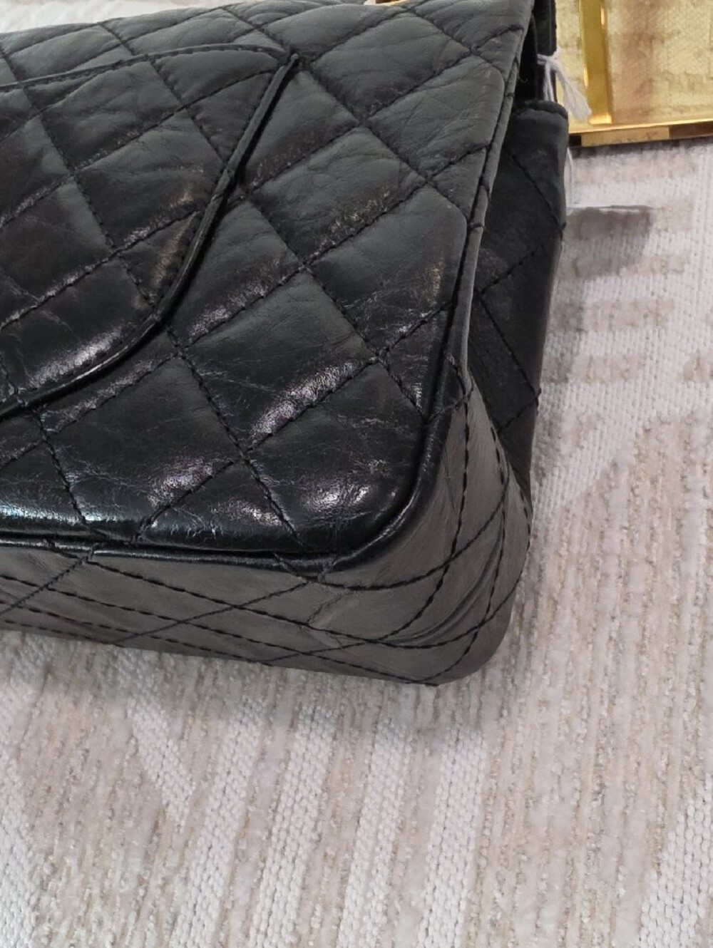 Chanel 2.55 Reissue Double Flap Black Crinkle Leather Shoulder Bag - Picture 10 of 15
